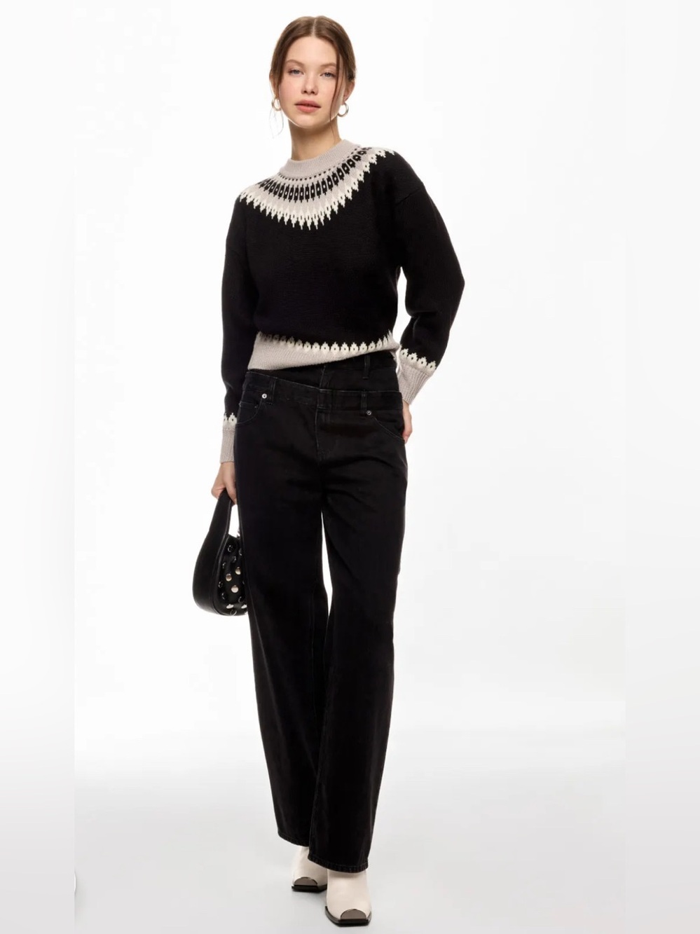 Ronny Kobo Collective Black and white fair isle Sweater Size XS #knitwear